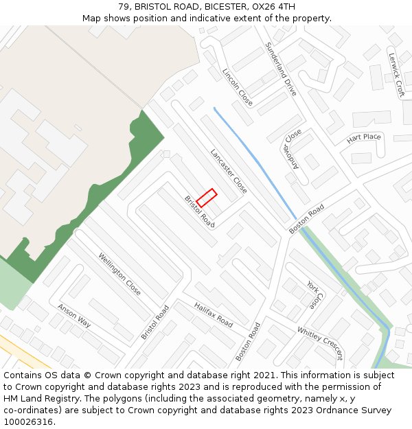 79, BRISTOL ROAD, BICESTER, OX26 4TH: Location map and indicative extent of plot