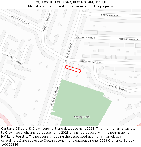 79, BROCKHURST ROAD, BIRMINGHAM, B36 8JB: Location map and indicative extent of plot