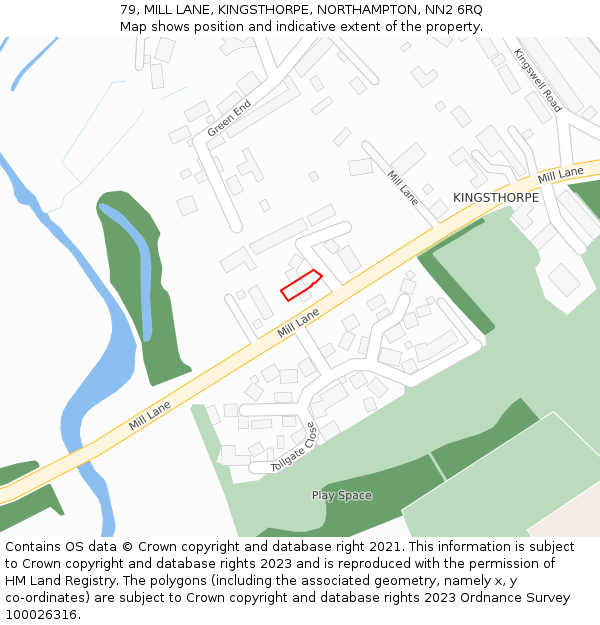 79, MILL LANE, KINGSTHORPE, NORTHAMPTON, NN2 6RQ: Location map and indicative extent of plot