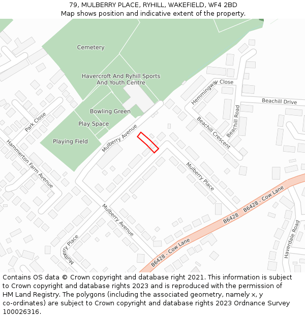 79, MULBERRY PLACE, RYHILL, WAKEFIELD, WF4 2BD: Location map and indicative extent of plot