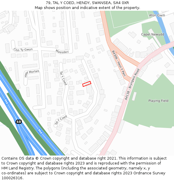 79, TAL Y COED, HENDY, SWANSEA, SA4 0XR: Location map and indicative extent of plot