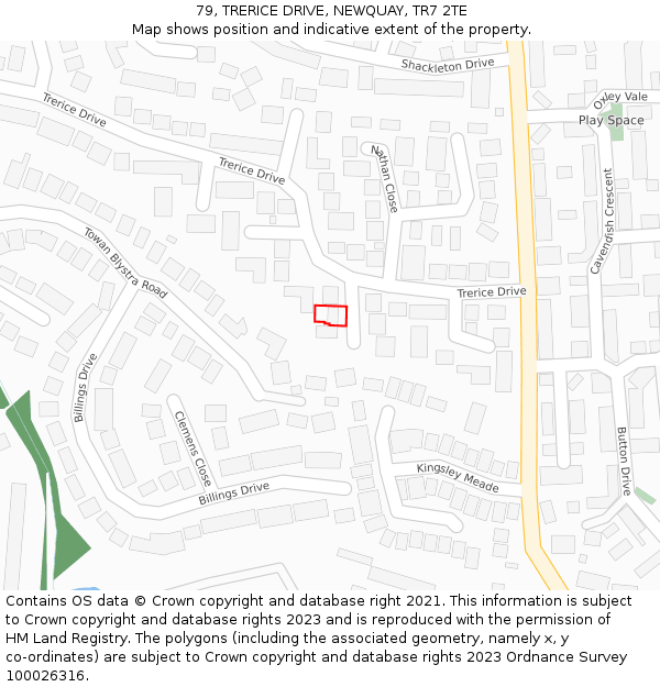 79, TRERICE DRIVE, NEWQUAY, TR7 2TE: Location map and indicative extent of plot