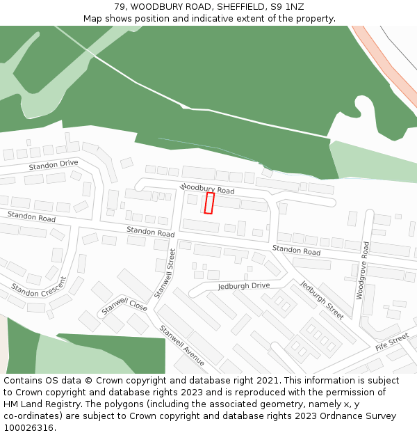 79, WOODBURY ROAD, SHEFFIELD, S9 1NZ: Location map and indicative extent of plot