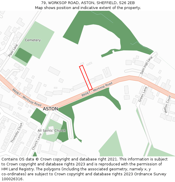 79, WORKSOP ROAD, ASTON, SHEFFIELD, S26 2EB: Location map and indicative extent of plot