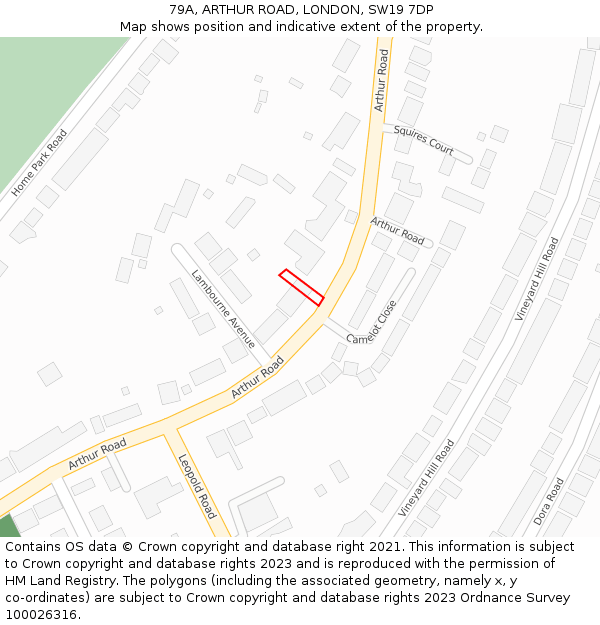 79A, ARTHUR ROAD, LONDON, SW19 7DP: Location map and indicative extent of plot