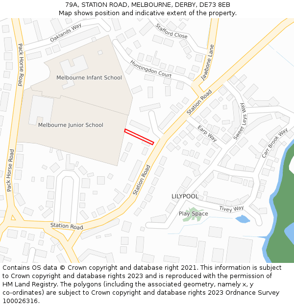 79A, STATION ROAD, MELBOURNE, DERBY, DE73 8EB: Location map and indicative extent of plot