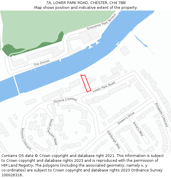 7A, LOWER PARK ROAD, CHESTER, CH4 7BB: Location map and indicative extent of plot