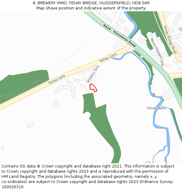 8, BREWERY YARD, FENAY BRIDGE, HUDDERSFIELD, HD8 0AR: Location map and indicative extent of plot