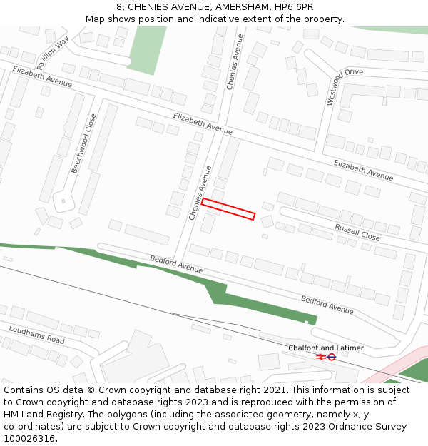 8, CHENIES AVENUE, AMERSHAM, HP6 6PR: Location map and indicative extent of plot