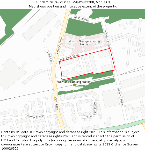 8, COLCLOUGH CLOSE, MANCHESTER, M40 3AN: Location map and indicative extent of plot