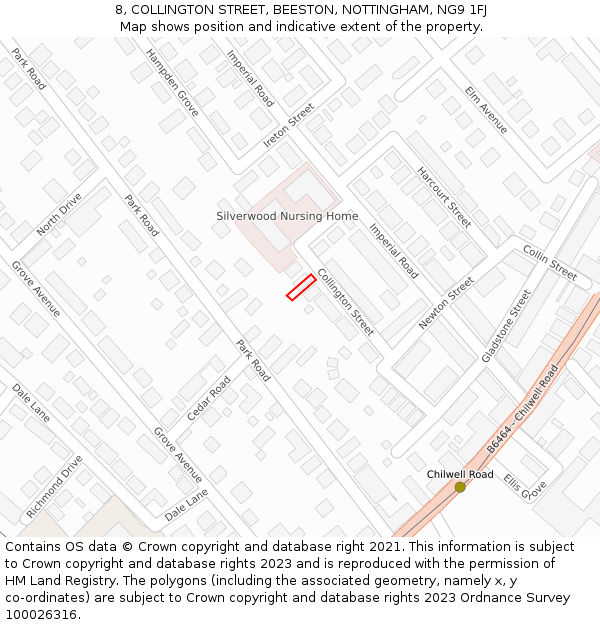 8, COLLINGTON STREET, BEESTON, NOTTINGHAM, NG9 1FJ: Location map and indicative extent of plot