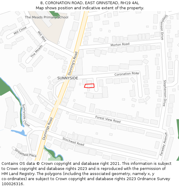 8, CORONATION ROAD, EAST GRINSTEAD, RH19 4AL: Location map and indicative extent of plot