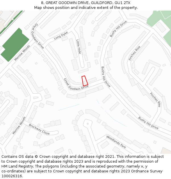 8, GREAT GOODWIN DRIVE, GUILDFORD, GU1 2TX: Location map and indicative extent of plot