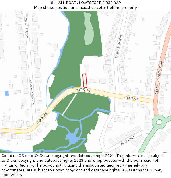 8, HALL ROAD, LOWESTOFT, NR32 3AP: Location map and indicative extent of plot