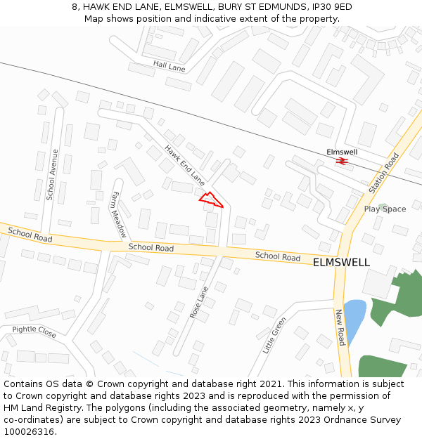 8, HAWK END LANE, ELMSWELL, BURY ST EDMUNDS, IP30 9ED: Location map and indicative extent of plot