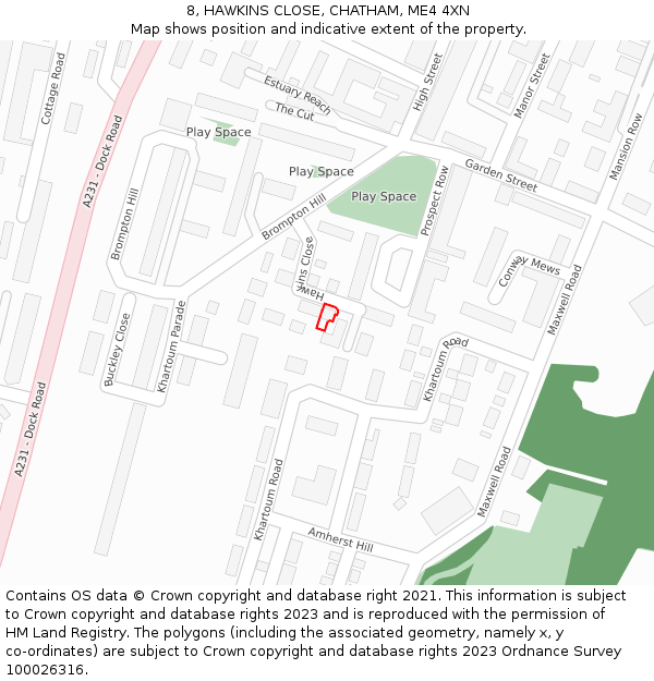 8, HAWKINS CLOSE, CHATHAM, ME4 4XN: Location map and indicative extent of plot