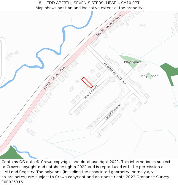 8, HEDD ABERTH, SEVEN SISTERS, NEATH, SA10 9BT: Location map and indicative extent of plot