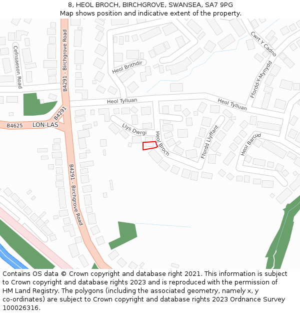 8, HEOL BROCH, BIRCHGROVE, SWANSEA, SA7 9PG: Location map and indicative extent of plot