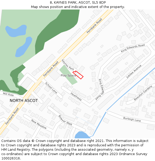 8, KAYNES PARK, ASCOT, SL5 8DP: Location map and indicative extent of plot