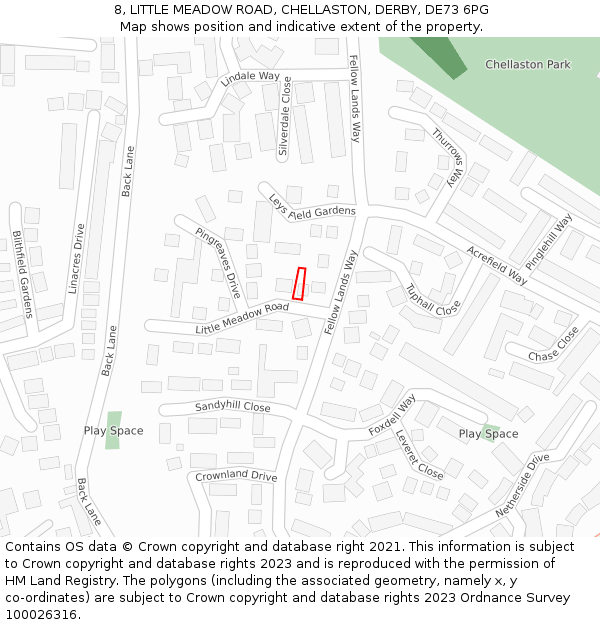 8, LITTLE MEADOW ROAD, CHELLASTON, DERBY, DE73 6PG: Location map and indicative extent of plot