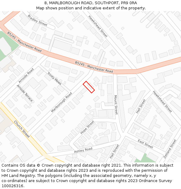 8, MARLBOROUGH ROAD, SOUTHPORT, PR9 0RA: Location map and indicative extent of plot