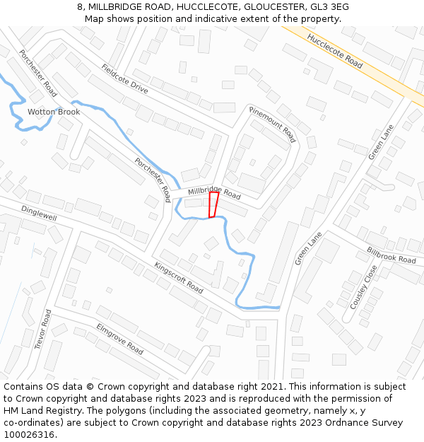 8, MILLBRIDGE ROAD, HUCCLECOTE, GLOUCESTER, GL3 3EG: Location map and indicative extent of plot