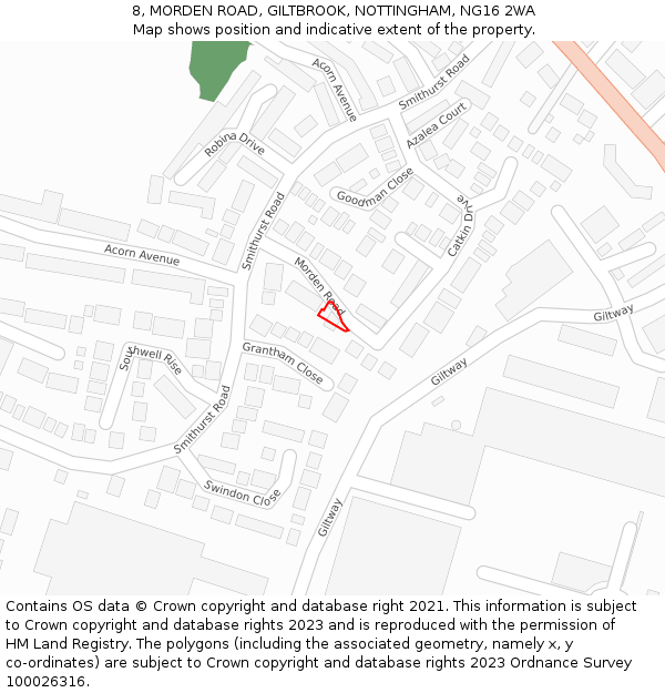 8, MORDEN ROAD, GILTBROOK, NOTTINGHAM, NG16 2WA: Location map and indicative extent of plot