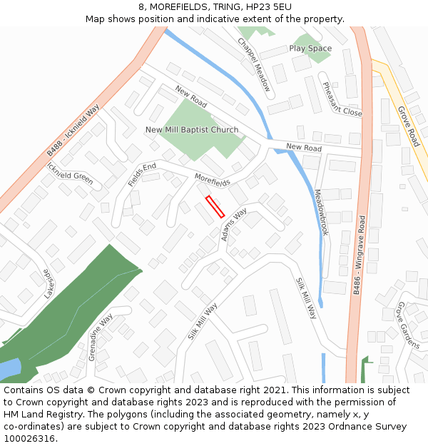 8, MOREFIELDS, TRING, HP23 5EU: Location map and indicative extent of plot