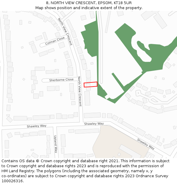 8, NORTH VIEW CRESCENT, EPSOM, KT18 5UR: Location map and indicative extent of plot