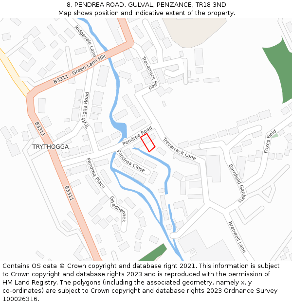 8, PENDREA ROAD, GULVAL, PENZANCE, TR18 3ND: Location map and indicative extent of plot