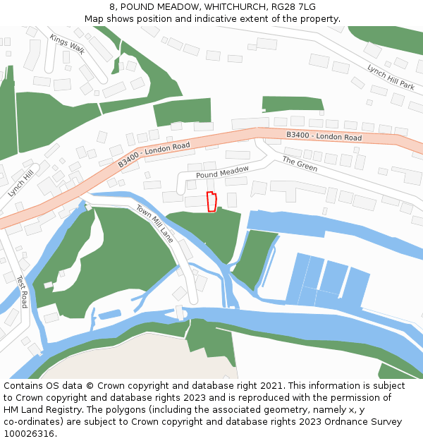 8, POUND MEADOW, WHITCHURCH, RG28 7LG: Location map and indicative extent of plot