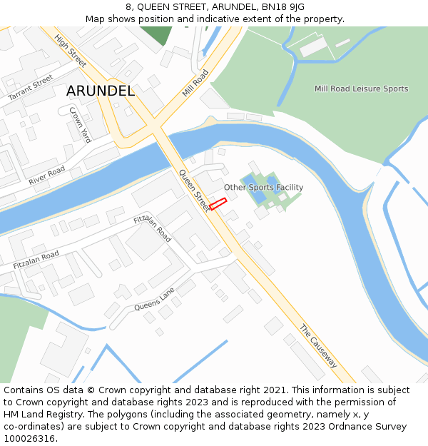 8, QUEEN STREET, ARUNDEL, BN18 9JG: Location map and indicative extent of plot