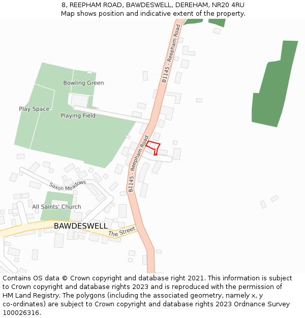 8, REEPHAM ROAD, BAWDESWELL, DEREHAM, NR20 4RU: Location map and indicative extent of plot