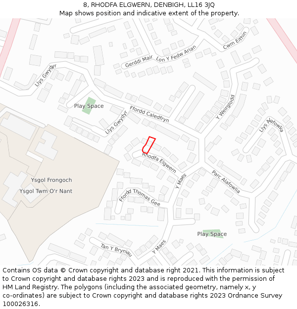 8, RHODFA ELGWERN, DENBIGH, LL16 3JQ: Location map and indicative extent of plot