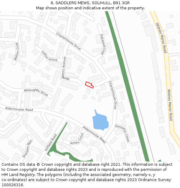 8, SADDLERS MEWS, SOLIHULL, B91 3GR: Location map and indicative extent of plot