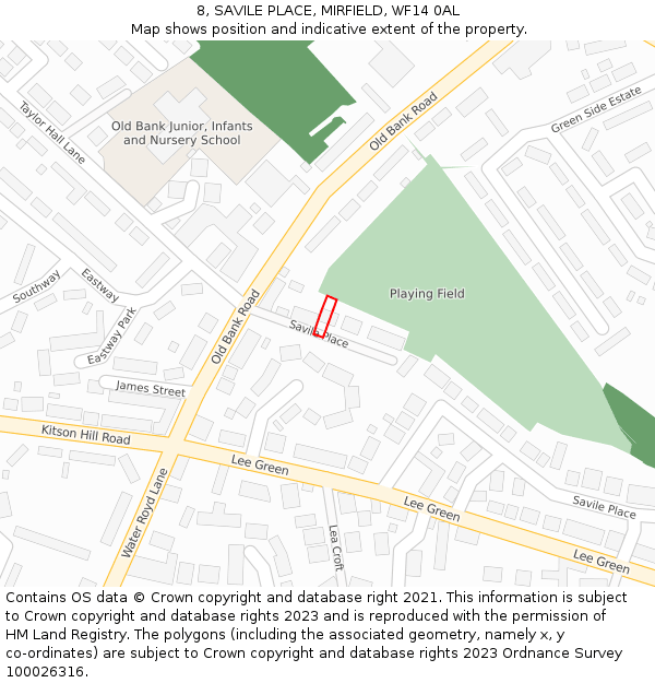 8, SAVILE PLACE, MIRFIELD, WF14 0AL: Location map and indicative extent of plot