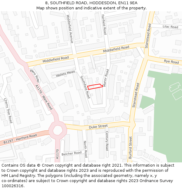 8, SOUTHFIELD ROAD, HODDESDON, EN11 9EA: Location map and indicative extent of plot