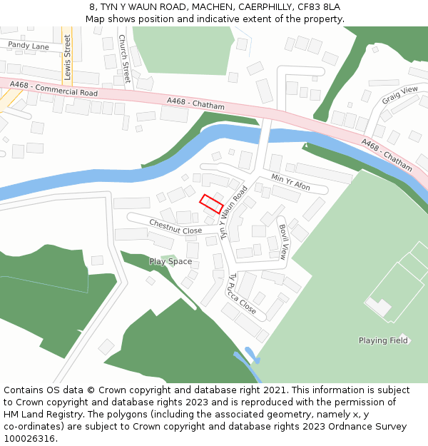 8, TYN Y WAUN ROAD, MACHEN, CAERPHILLY, CF83 8LA: Location map and indicative extent of plot