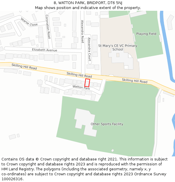 8, WATTON PARK, BRIDPORT, DT6 5NJ: Location map and indicative extent of plot