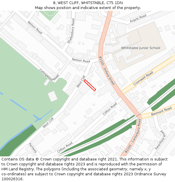 8, WEST CLIFF, WHITSTABLE, CT5 1DN: Location map and indicative extent of plot