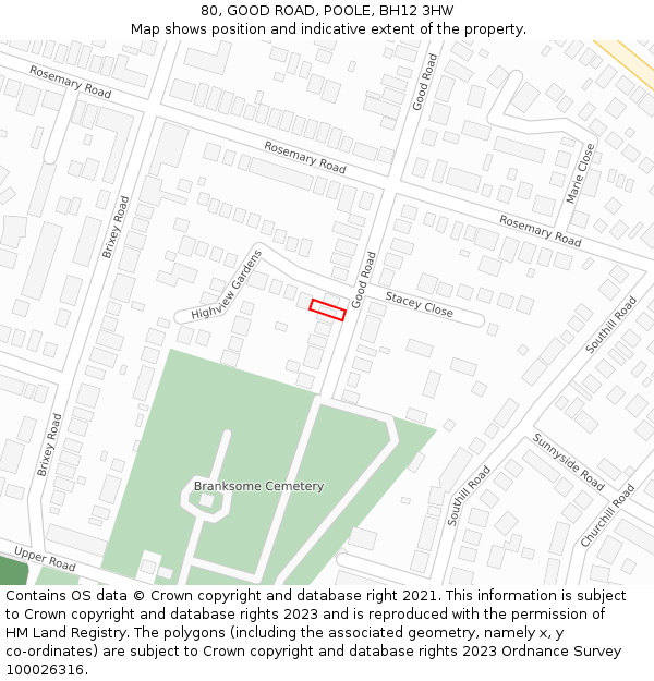 80, GOOD ROAD, POOLE, BH12 3HW: Location map and indicative extent of plot