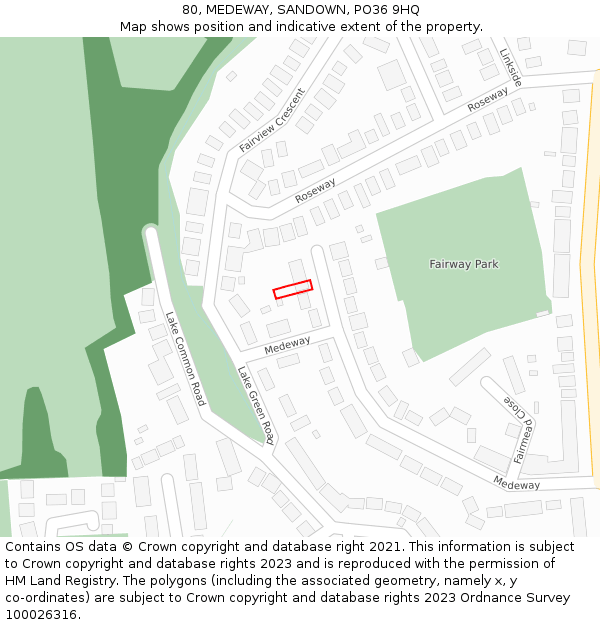 80, MEDEWAY, SANDOWN, PO36 9HQ: Location map and indicative extent of plot