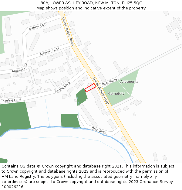 80A, LOWER ASHLEY ROAD, NEW MILTON, BH25 5QG: Location map and indicative extent of plot