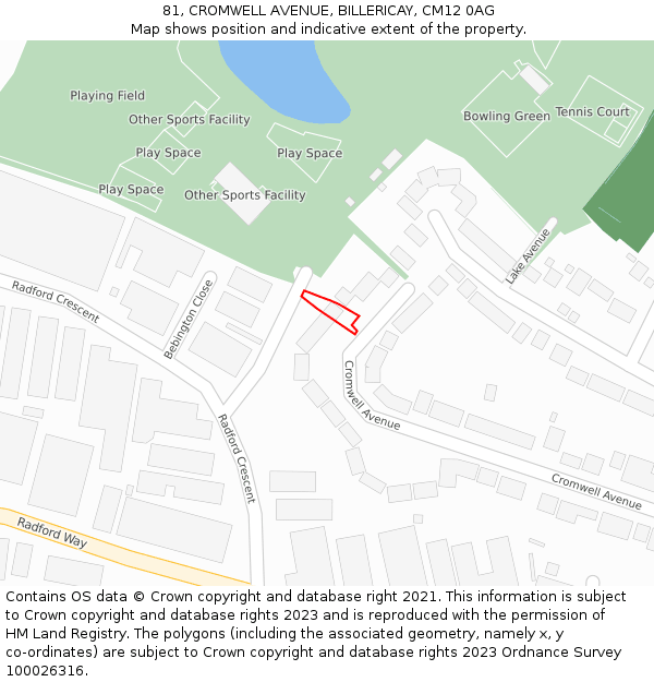81, CROMWELL AVENUE, BILLERICAY, CM12 0AG: Location map and indicative extent of plot
