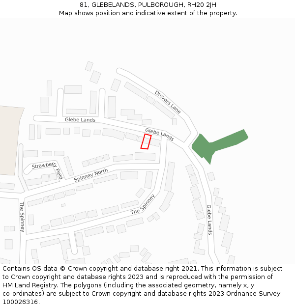 81, GLEBELANDS, PULBOROUGH, RH20 2JH: Location map and indicative extent of plot