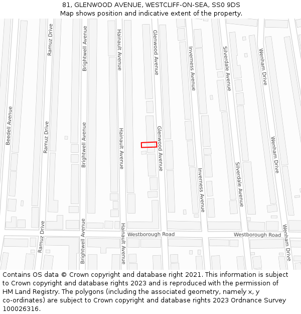 81, GLENWOOD AVENUE, WESTCLIFF-ON-SEA, SS0 9DS: Location map and indicative extent of plot