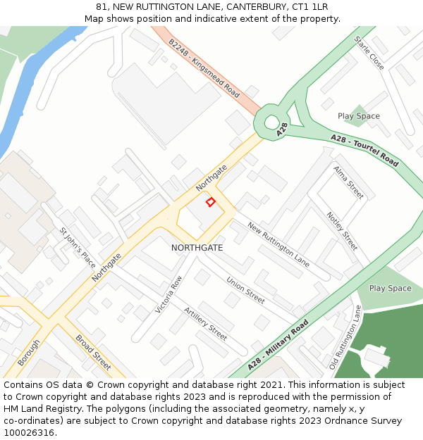 81, NEW RUTTINGTON LANE, CANTERBURY, CT1 1LR: Location map and indicative extent of plot