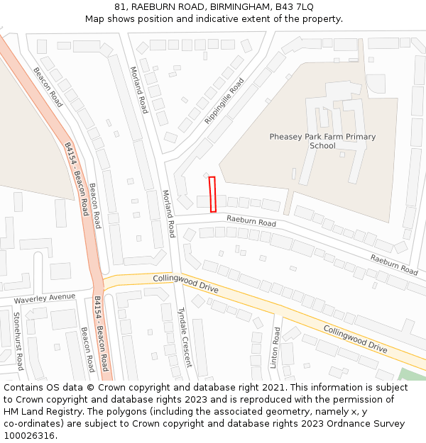 81, RAEBURN ROAD, BIRMINGHAM, B43 7LQ: Location map and indicative extent of plot