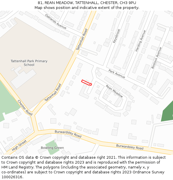 81, REAN MEADOW, TATTENHALL, CHESTER, CH3 9PU: Location map and indicative extent of plot