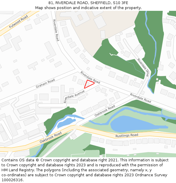 81, RIVERDALE ROAD, SHEFFIELD, S10 3FE: Location map and indicative extent of plot